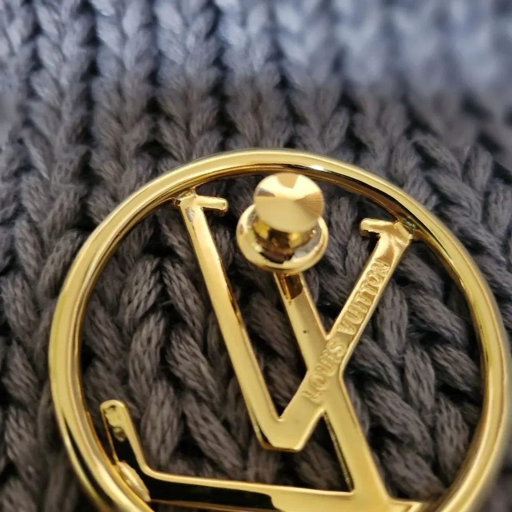 Gold LV Logo Brooch